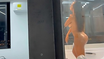 Secretly Filming My Curvy Dark-Haired Stepsister