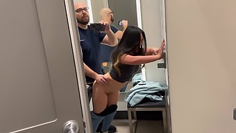 Beautiful Asian Brunette Gets A High Definition Blowjob In A Shopping Mall Dressing Room.